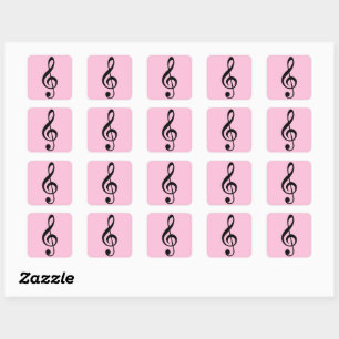 Pink Music Clef Stickers