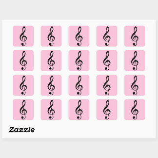 Pink Music Clef Stickers