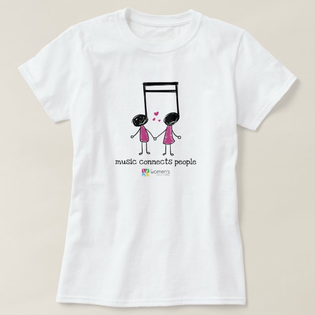 Pink Music Connects People T-Shirt (Design Front)