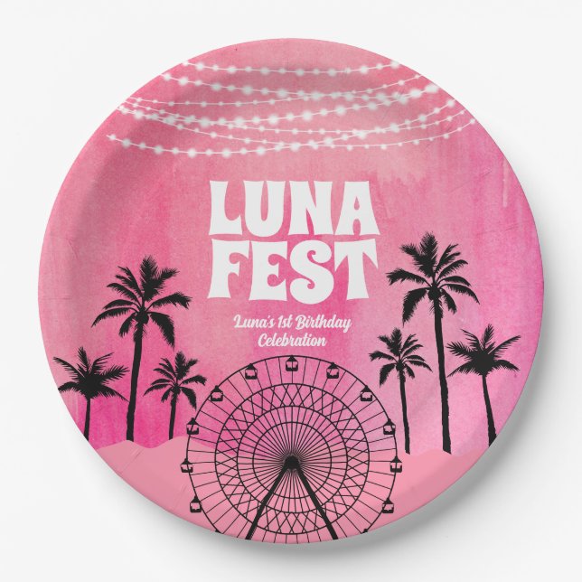 Pink Music Festival Paper Plate (Front)