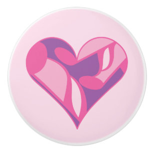 Pink Music Heart Ceramic Knob