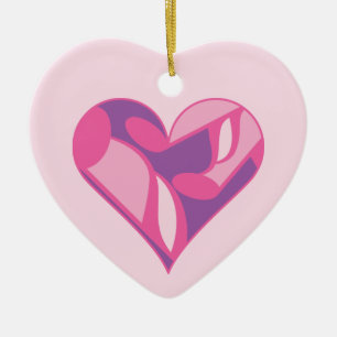 Pink Music Heart Ceramic Ornament