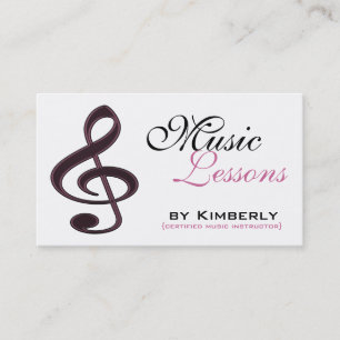 Pink Music Lessons Instructor Business Cards