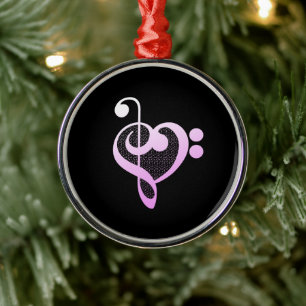 Pink Music Musician Heart Metal Ornament
