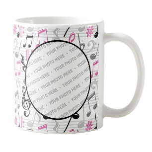 Pink Music Pattern Photo Mug