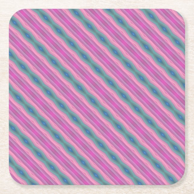 Pink Music Square Paper Coaster (Front)