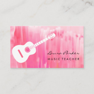 Pink Music Teacher Guitar Player instrument   Business Card