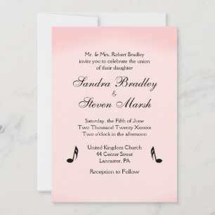 Pink Music Theme Wedding Invitation