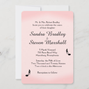 Pink Music Theme Wedding Invitation