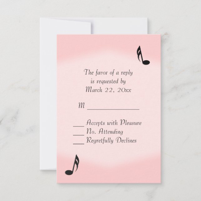 Pink Music Wedding RSVP Card (Front)