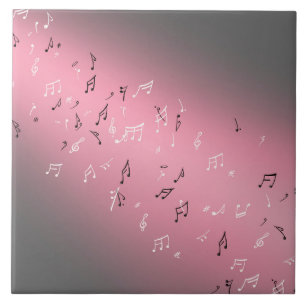 Pink Musical Notes in the Moonlight Ceramic Tile