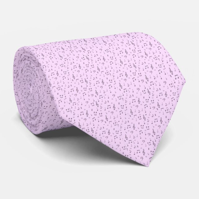 Pink Musical Notes Tie (Rolled)