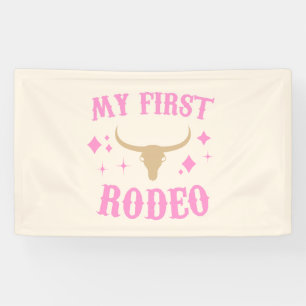 Pink My First Rodeo Cowgirl 1st First Birthday Banner