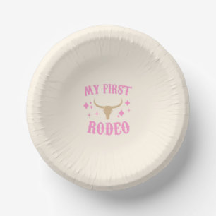 Pink My First Rodeo Cowgirl 1st First Birthday Paper Plate