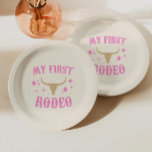 Pink My First Rodeo Cowgirl 1st First Birthday  Paper Plate<br><div class="desc">These are pink cowgirl themed My First Rodeo themed paper plates!</div>