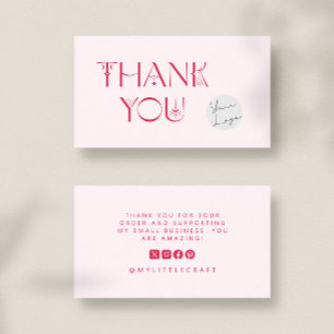 Pink Mystical Thank You Small Business Branding Business Card