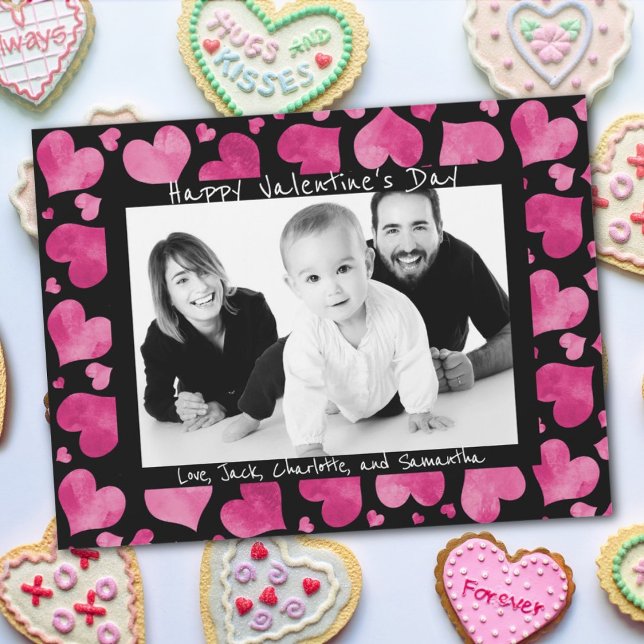 Pink n Black Hearts Valentines Day Photo Magnet (Creator Uploaded)