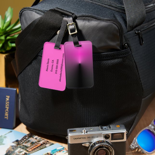 Pink-n-Black Point Luggage Tag (Front & Back)