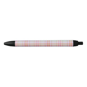 Pink 'n Green Geometric Plaid Black Ink Pen