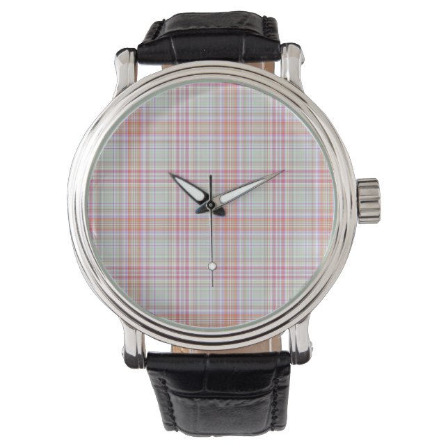 Pink 'n Green Geometric Plaid Watch (Front)