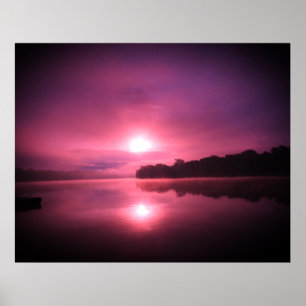 Pink n Purple Sunrise over Water  Poster