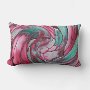 Pink N Teal Abstract Art Outdoor Pillow