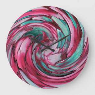 Pink N Teal Dolphin vs Eagle Abstract Wall Clock