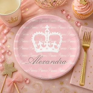 Pink-n-White Princess Paper Plate