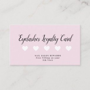 Pink Nail Artist Reward Loyalty Hearts Business Card