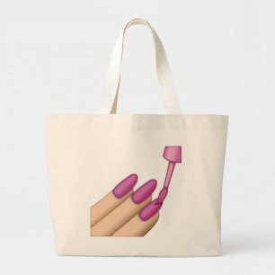 Pink Nail Polish - Emoji Large Tote Bag