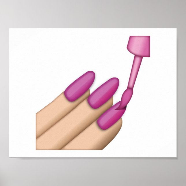 Pink Nail Polish - Emoji Poster (Front)