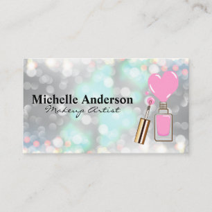 Pink Nail Polish Heart Bokeh Business Card