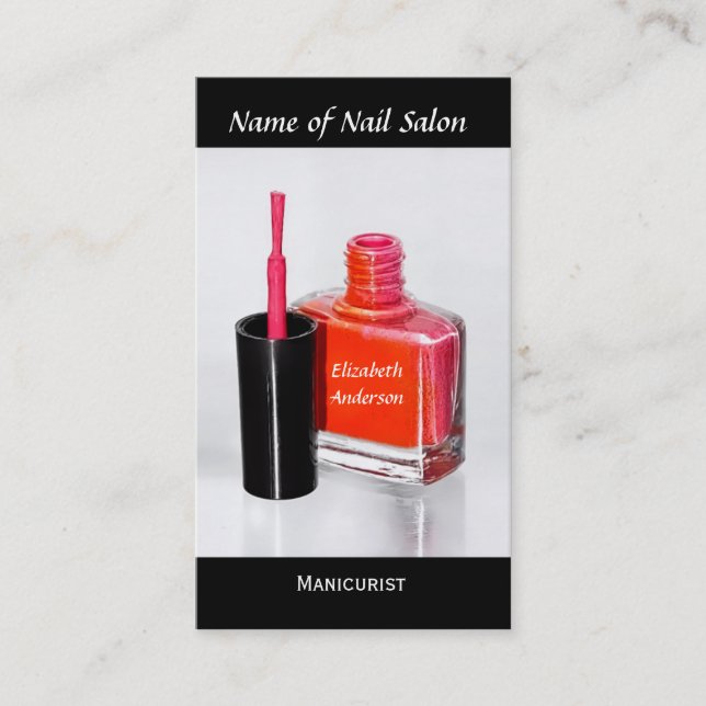 Pink Nail Polish Manicurist at Nail Salon Business Card (Front)