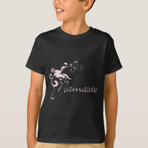 Pink Namaste with scrolls and swirls T-Shirt
