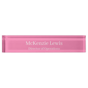 Pink Name and Job Title Nameplate