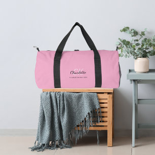 Pink name monogram duffle bag