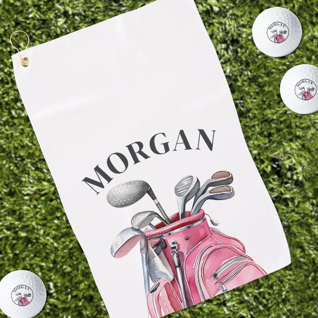Pink Name Monogram Golf Towel (Pink Name Monogram Golf Towel)