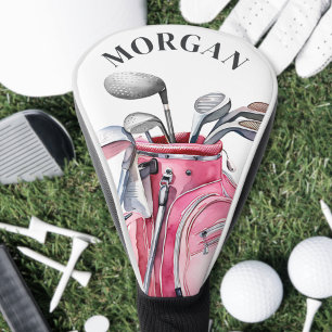 Pink Name Monogram Personalised Golf Head Cover
