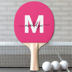 Pink Name Monogram Ping Pong Paddle