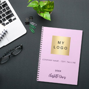 Pink name script business logo notebook