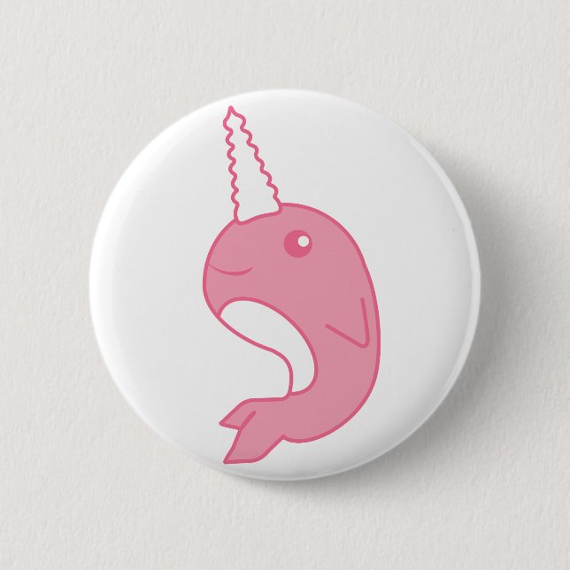 Pink Narwhal 6 Cm Round Badge (Front)