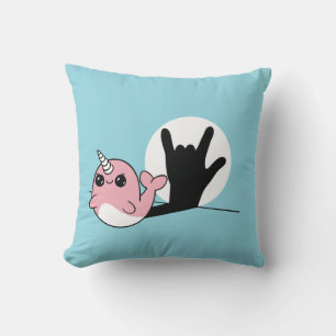 Pink Narwhal ASL I Love You – Deaf Culture Design Cushion