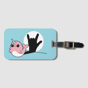 Pink Narwhal ASL I Love You – Deaf Culture Design Luggage Tag