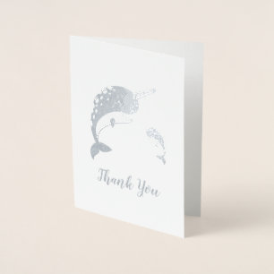 Pink Narwhal Baby Shower Foil Card