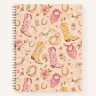 Pink Nashville Cowgirl Boots Watercolor Notebook