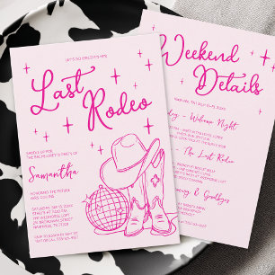 Pink Nashville Last Rodeo Bachelorette Weekend Invitation