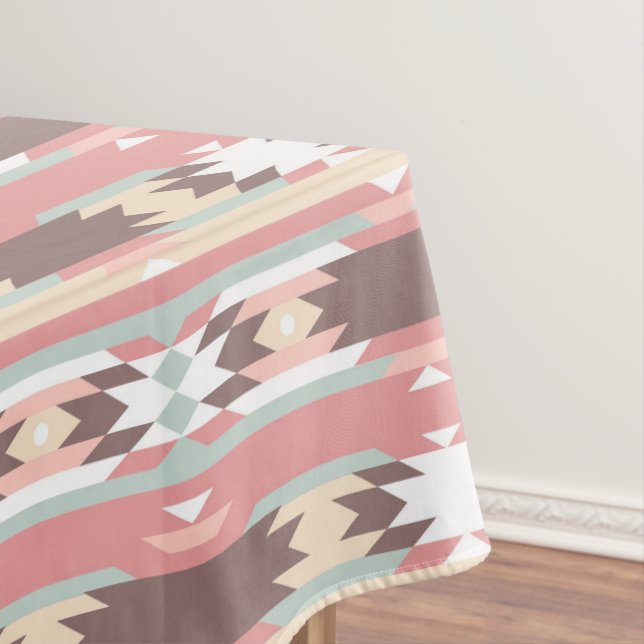 Pink Native American Pattern Tablecloth (In Situ)