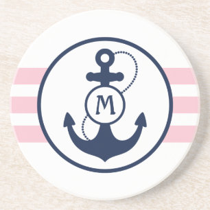 Pink Nautical Anchor Coaster
