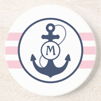 Pink Nautical Anchor Coaster