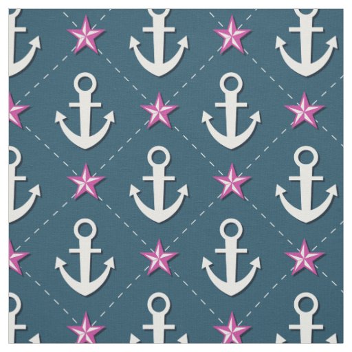 Pink Nautical Anchor Fabric